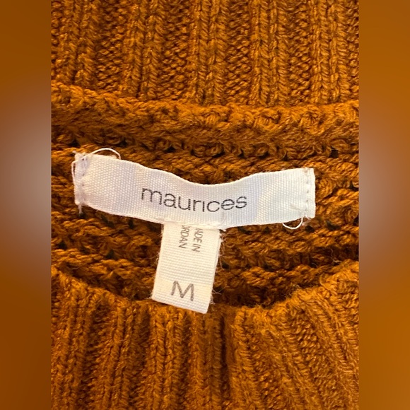 Maurices Open Shoulder Sweater Burnt Orange / Rust Colored Textured Weave Medium - Picture 3 of 9